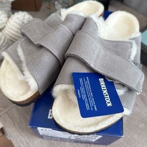 Birkenstock Kyoto Gray Shearling Sandals